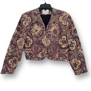 Wraps Chenille Tapestry Floral Crop Jacket Womens Size Large Western